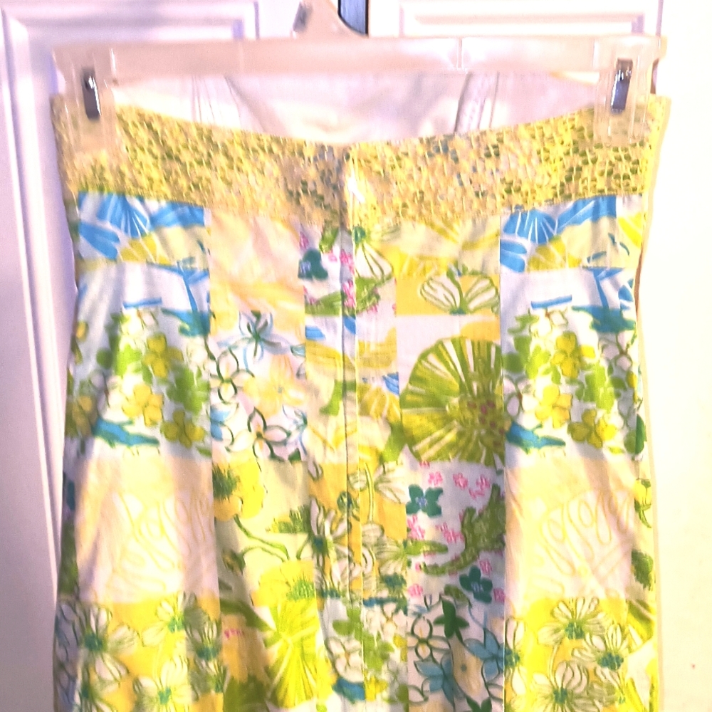 Lilly Pulitzer Yellow/Green/Blue Strapless Floral Sundress Size 0 - Picture 6 of 7